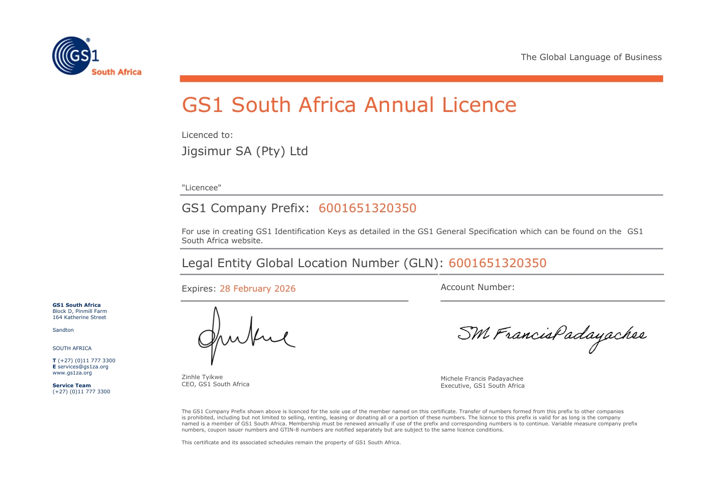 Jigsimur SA Annual License